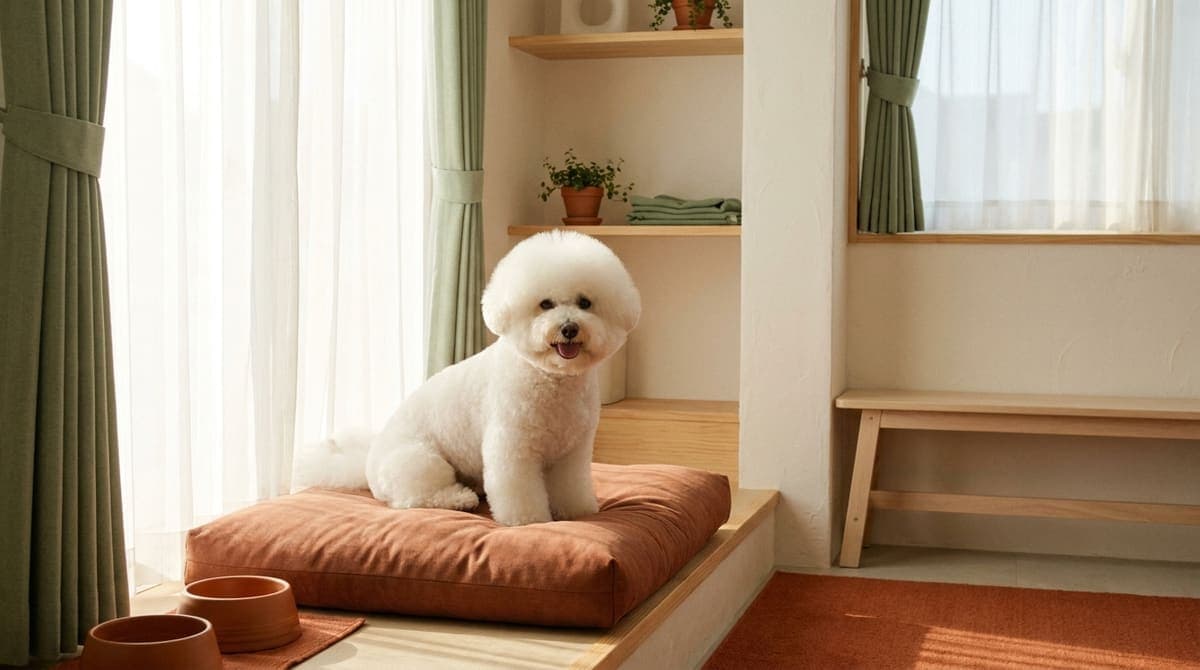 トリミング後のふわふわの犬