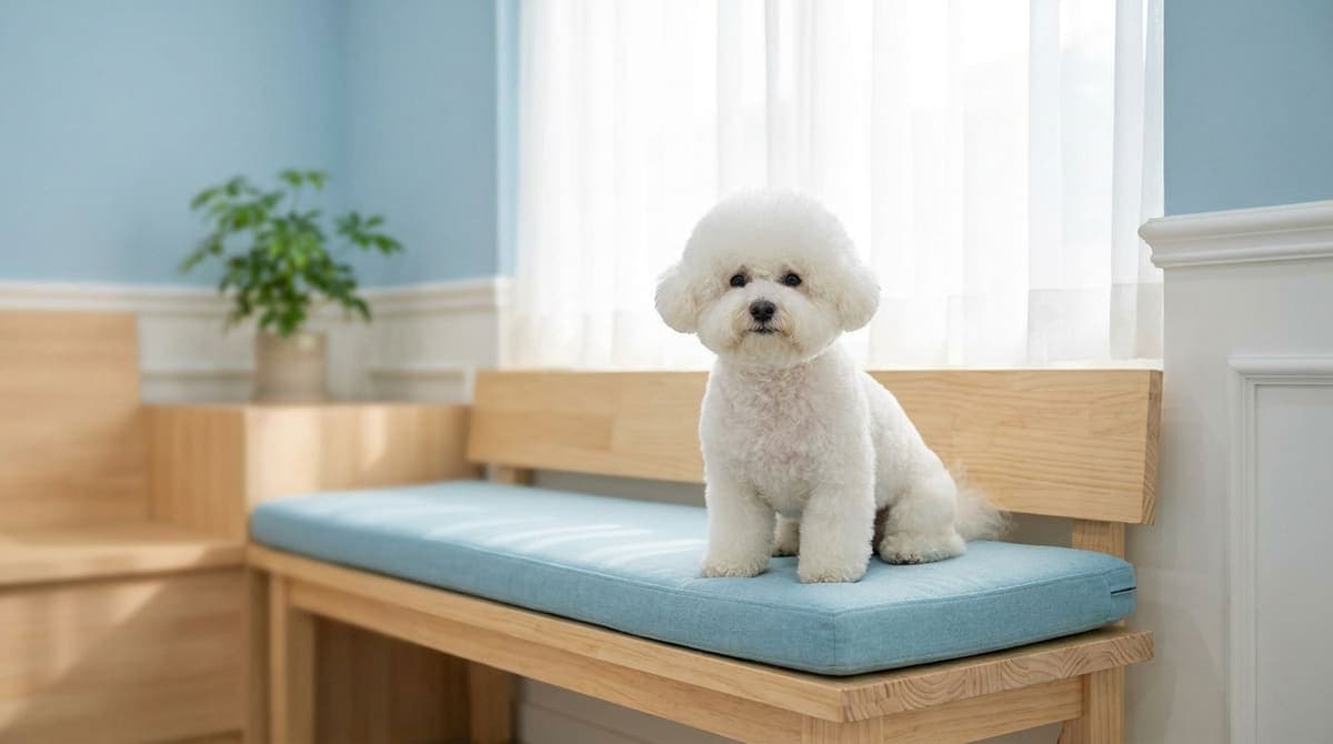 トリミング後のふわふわの犬