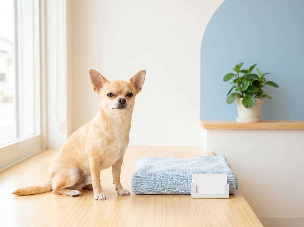 受診の準備をする愛犬