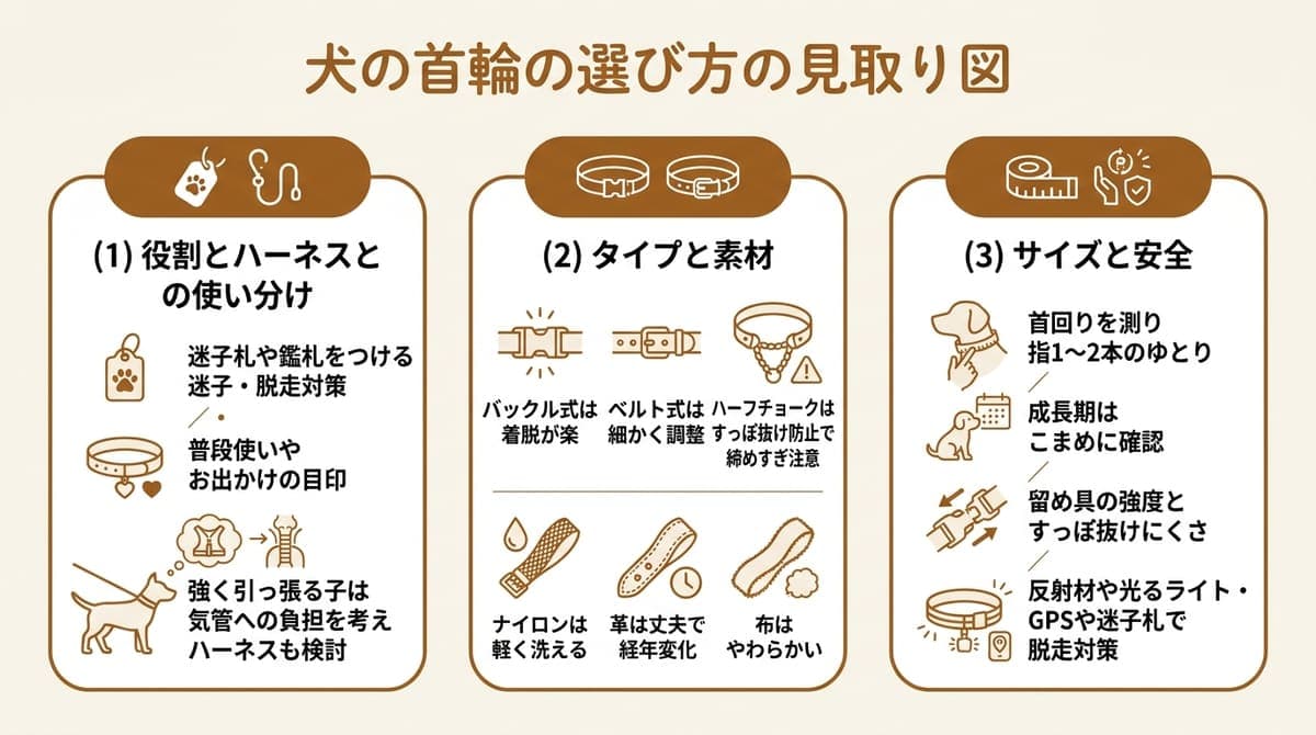 犬の首輪の選び方を整理した図解